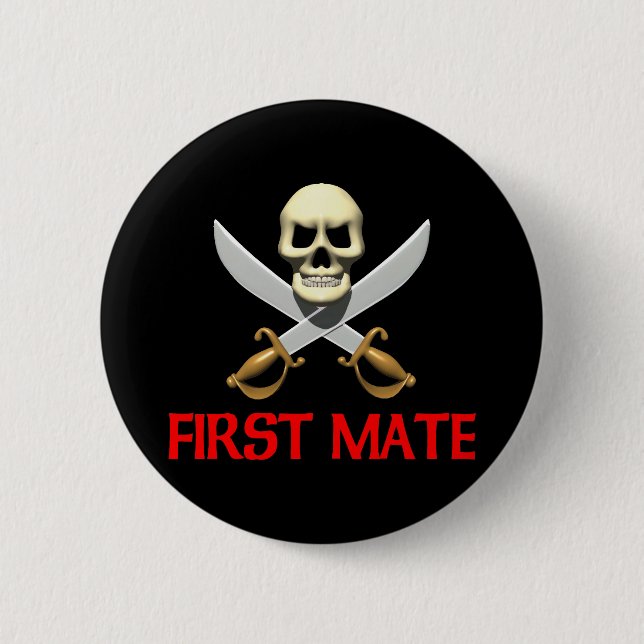 3D First Mate 6 Cm Round Badge (Front)