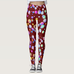 3D Floating Balls Pattern. DRed BG Leggings