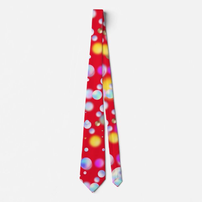 3D Floating Balls Pattern. Red BG Tie (Front)
