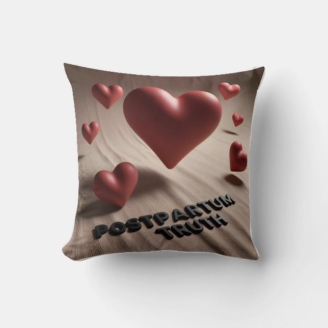 3D Floating Heart & Tear Shapes Cushion (Front)