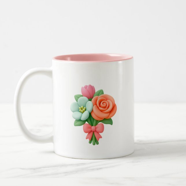 3D Floral Bouquet Mug with Bow (Left)