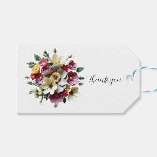 3D Floral Design Thank you Tag