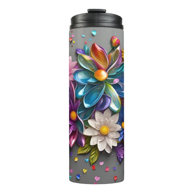 3D Floral Design Thermal Tumbler (Front)