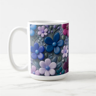 3D Floral Pattern Ceramic Coffee Mug - Colourful F