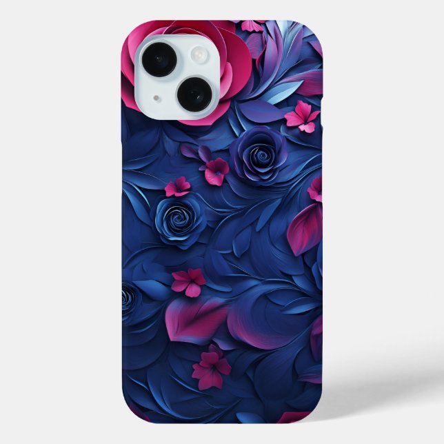 3d floral texture iPhone case phone mockup (Back)