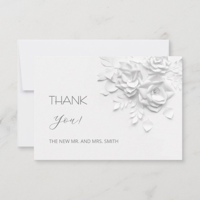 3D Flowers Paper Cut Roses Thank You Card (Front)