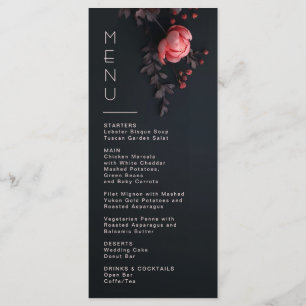 3D Flowers Rose Dark Romantic Wedding Menu