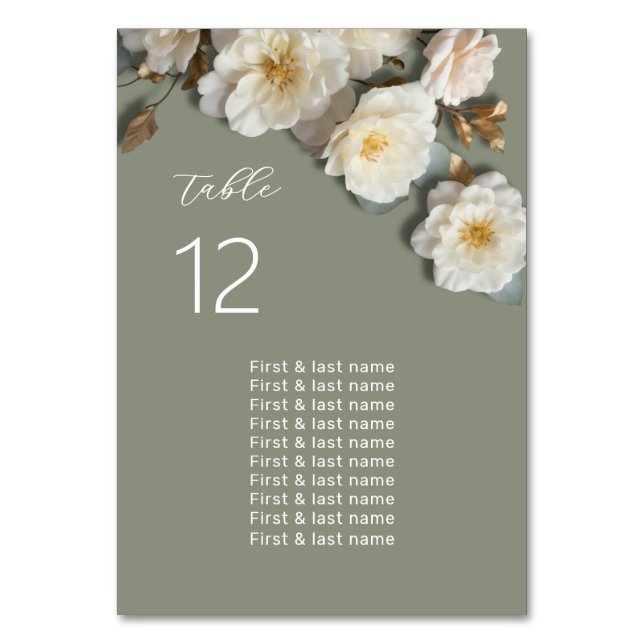 3D Flowers Wedding Seating Chart Table Number (Front)