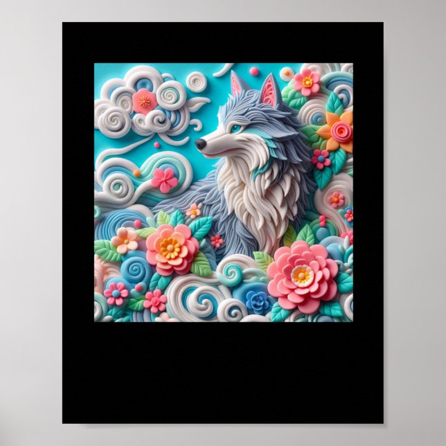 3d Fox Sticker  Poster (Front)