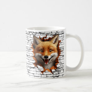 3D Fox Wall Break Art – Realistic Safari Coffee Mug