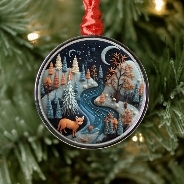 3D Fox Woodland Animal Chirstmas  Metal Tree Decoration (Tree)