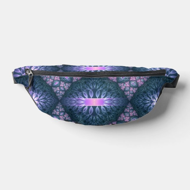 3D Fractal Art Abstract Pattern Blue Purple Pink Bum Bags (Lay Down)