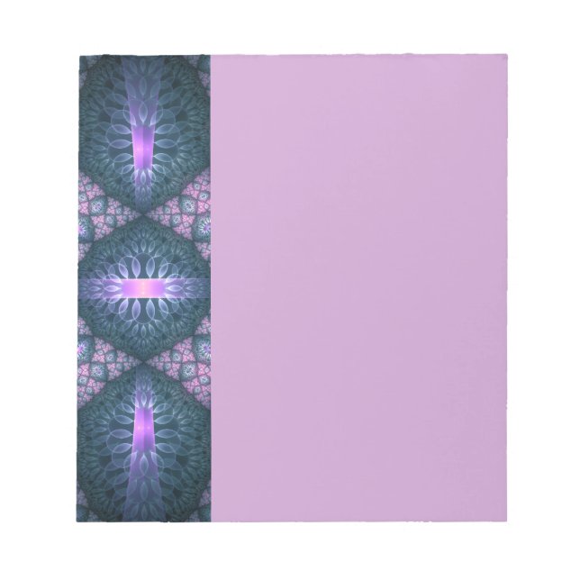 3D Fractal Art Abstract Pattern Blue Purple Pink Notepad (Front)