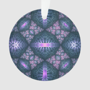 3D Fractal Art Abstract Pattern Blue Purple Pink Ornament