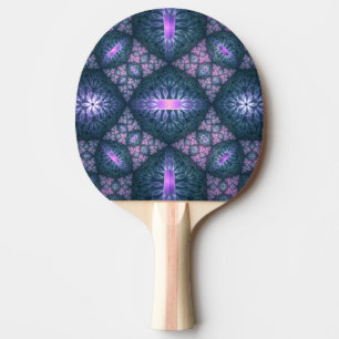 3D Fractal Art Abstract Pattern Blue Purple Pink Ping Pong Paddle