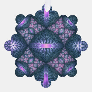 3D Fractal Art Abstract Pattern Blue Purple Pink Tree Decoration Card