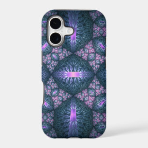 3D Fractal Art Pattern Turquoise Purple Pink
