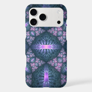 3D Fractal Art Pattern Turquoise Purple Pink