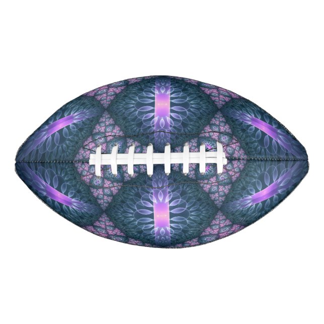 3D Fractal Art Pattern Turquoise Purple Pink American Football (Front)