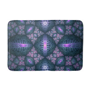 3D Fractal Art Pattern Turquoise Purple Pink Bath Mat