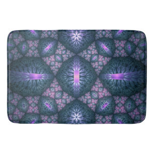 3D Fractal Art Pattern Turquoise Purple Pink Bath Mat