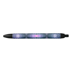 3D Fractal Art Pattern Turquoise Purple Pink Black Ink Pen