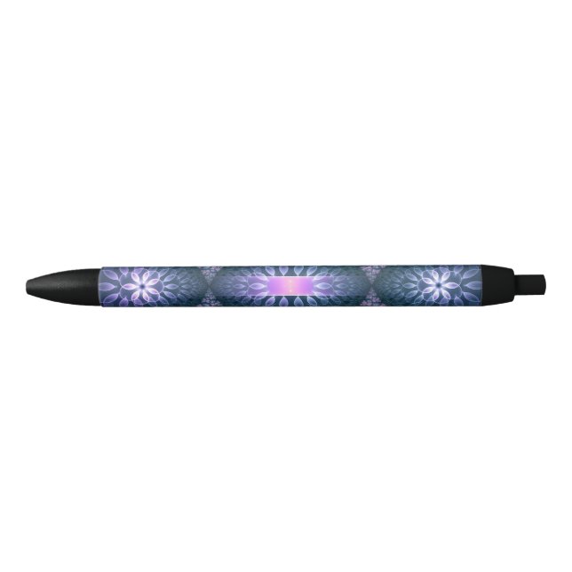 3D Fractal Art Pattern Turquoise Purple Pink Black Ink Pen (Front)