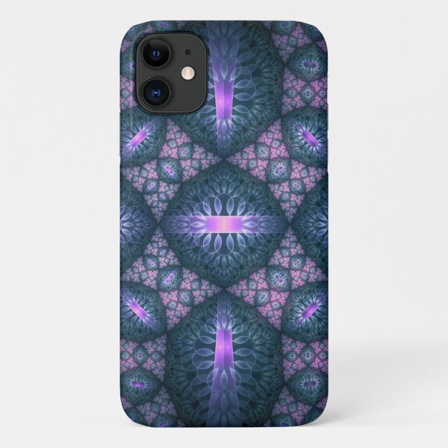 3D Fractal Art Pattern Turquoise Purple Pink Case-Mate iPhone Case (Back)