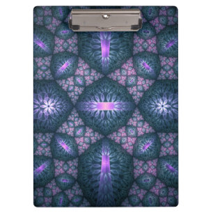 3D Fractal Art Pattern Turquoise Purple Pink Clipboard