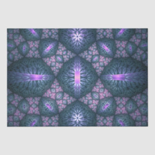 3D Fractal Art Pattern Turquoise Purple Pink Tissue Paper