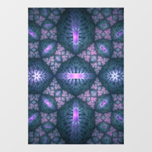 3D Fractal Art Pattern Turquoise Purple Pink Window Cling