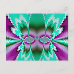 ~ 3D Fractal Design Pattern ~ Green Purple  Postcard