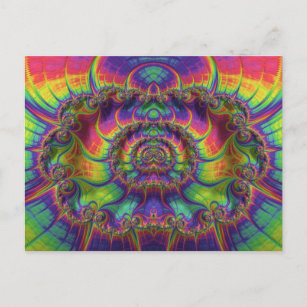 ~ 3D Fractal Design Pattern ~ Multicoloured Postcard