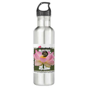 3D Framed Adorable Baby Squirrel On Flower 710 Ml Water Bottle