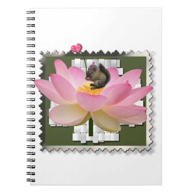 3D Framed Adorable Baby Squirrel On Flower Notebook (Front)
