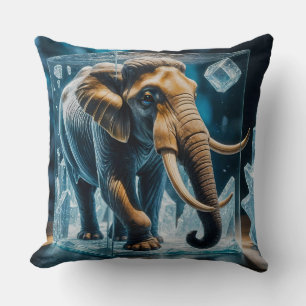 3D Frozen Elephant in Frosted Ice Cube Cushion
