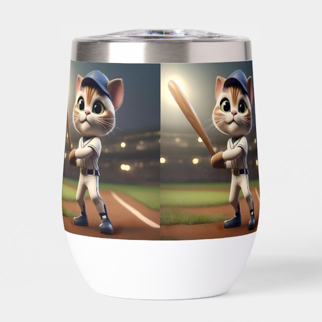 3D Funny Baseball Cat,  (Front)