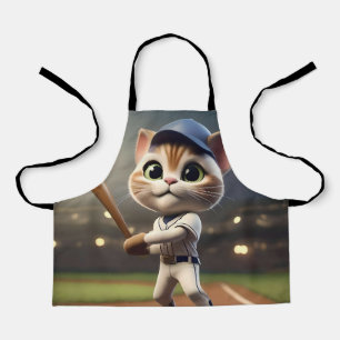 3D Funny Baseball Cat, Apron