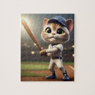 3D Funny Baseball Cat, Jigsaw Puzzle