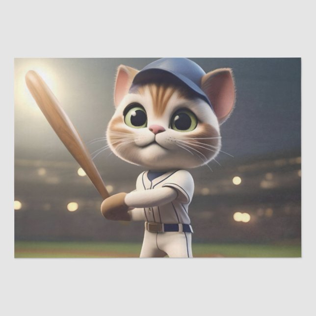 3D Funny Baseball Cat, Tissue Paper (Front)