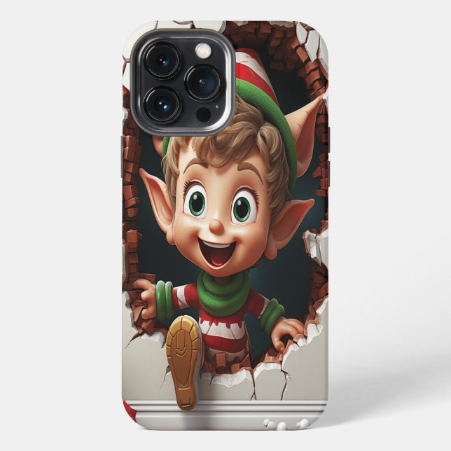 3d Funny Cute Christmas Elf iPhone Case (Back)