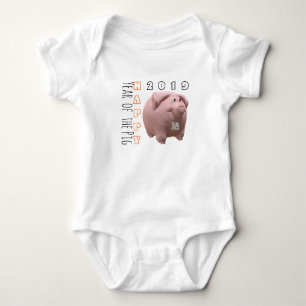 3D Funny Pig Chinese New Year 2019 Baby B 2 Bodysuit