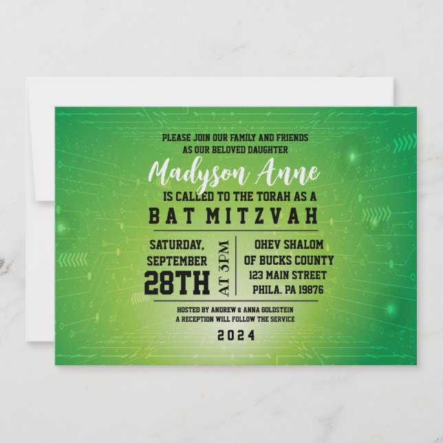 3D GAMER GAMING DIGITAL Bat Mitzvah Invitation (Front)