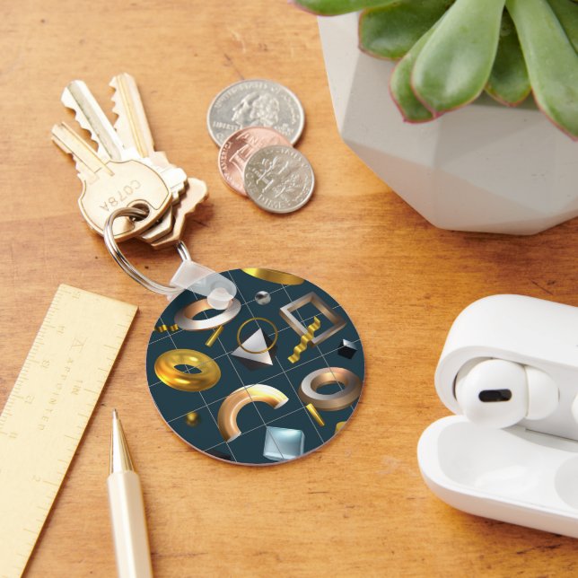 3D Geometric Pattern Key Ring (Desk)