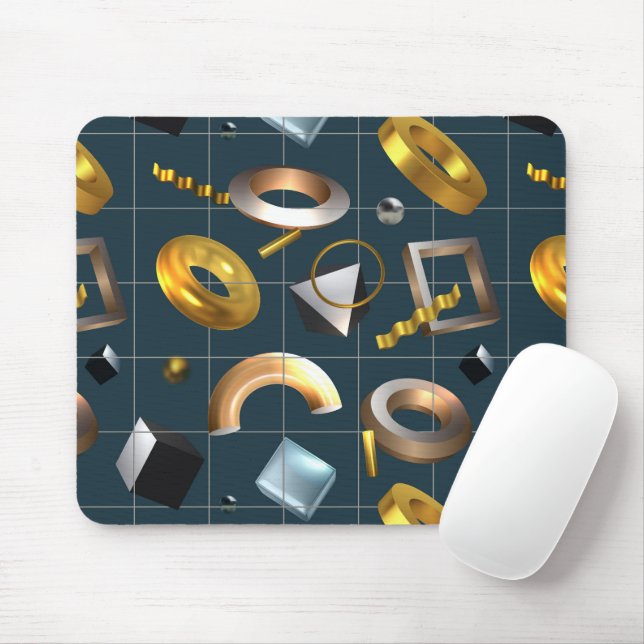 3D Geometric Pattern Mouse Mat (With Mouse)
