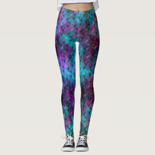 3D geometric shapes, stained pink to bluish lilac Leggings