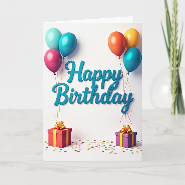 3D Gifts Birthday Card (Front)