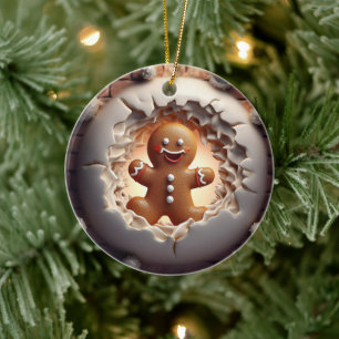 3D Gingerbread Man Christmas Ceramic Tree Decoration