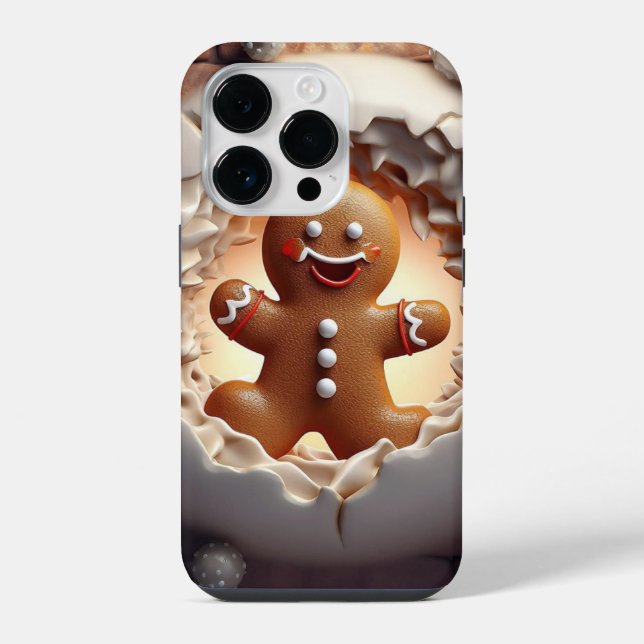 3D Gingerbread Man Christmas iPhone Case (Back)