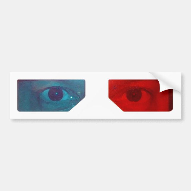 3D glasses bumper sticker (Front)